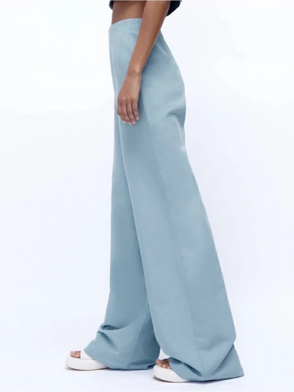 Zara Blue Matching Set | Vest (M) + Wide-Leg Pants (L)